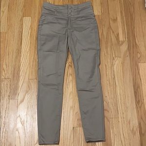 High waisted stretchy tan pants